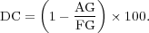     (    AG ) DC =   1- ---  &times; 100.           FG