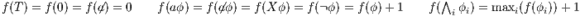 f(T) = f(0) = f (⁄a) = 0 f (aϕ) = f(⁄aϕ) = f(X ϕ) = f(¬ϕ) = f(ϕ )+ 1 f (∧ ϕi) = maxi(f(ϕi))+ 1 i