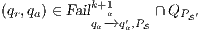 (qr,qa) ∈ Failk+1a ′  ∩QPS ′            qa-→q a,PS 