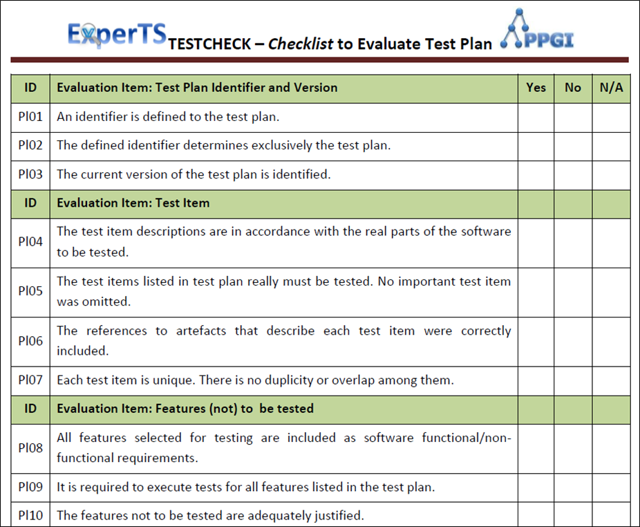 Software release checklist template