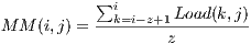 ∑i Load(k,j) M M (i,j) =--k=i-z+1--------- z